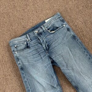 Rag & Bone Fit 2 Slim Indigo Blue Button Fly Denim Jeans Mens 33x32